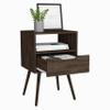 BEROXII Emma Nightstand, Superior Top, Four Legs, One Open Shelf, One Drawer, Dark Walnut view 4