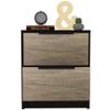 BEROXII Kaia Nightstand: Featuring Two Drawers, Metal Handle, and a Stylish Black/Pine Finish for Sleek Storage Solutions view 3
