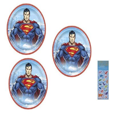Superman Birthday Party Supplies Bundle includes 24 Lunch Paper Plates 9"