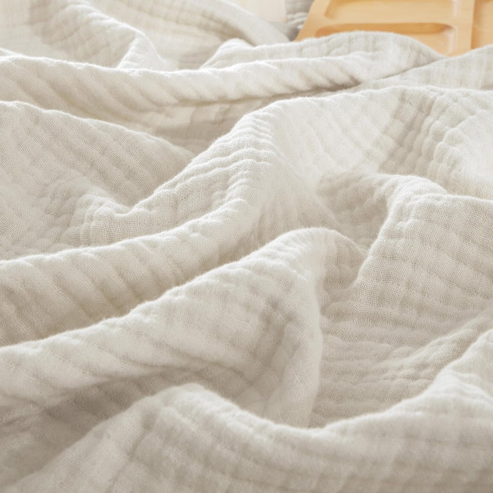 PHF 100% Cotton Muslin Blanket King Size 108"x90", 4-Layer Lightweight Gauze Throw, Breathable Cloud-Soft Minimalist Blanket for Bed, Couch, Camping & Baby, Oat Milk, Ideal Gift