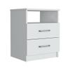 BEROXII Olienza Nightstand with Two Drawers, One Shelf, White Finish, Enhance Style view 4