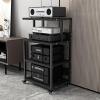 AErosx 4-Tier AV Media Stand with Pulleys, Gaming TV Stand and Stereo Rack Audio Tower with Adjustable Shelves, Multi-Function Open Storage Shelf,for Home/Office/DJ/Theater (Color : A) view 1
