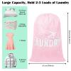 2 Pack Large Mesh Laundry Bag, Heavy Duty Laundry Bags with Drawstring, Laundry Hamper Liner, Machine Washable, for Travel, Storage, Sports, Dorms and Apartment Dwellers, 24 x 36 Inches (Pink+Green) view 2