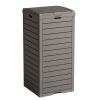 31 Gallon Outdoor Trash Can, Waterproof Trash Can Cabinet for Outside, Resin Garbage Bin with Lid and Drip Tray for Easy Cleaning for Patios, Kitchens, and Outdoor EntertainingLight Gray view 1