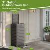 31 Gallon Outdoor Trash Can, Waterproof Trash Can Cabinet for Outside, Resin Garbage Bin with Lid and Drip Tray for Easy Cleaning for Patios, Kitchens, and Outdoor EntertainingLight Gray view 3