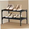 Ckuakiwu 2 Tier Shoe Rack Carbon Steel Vertical Shoe Shelf Heavy Duty Shoe Organizer Rust Resistant Stable Detachable Shoe Storage For Hallway Balcony,Black Metal Shoe Rack view 2
