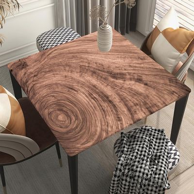 LMPTOEI Square Fitted Wood Grain Tablecloths, Waterproof Polyester Square Table Cloth for Indoor Outdoor Party Table Decor, Fitted for 54"x54" Table, Styl179