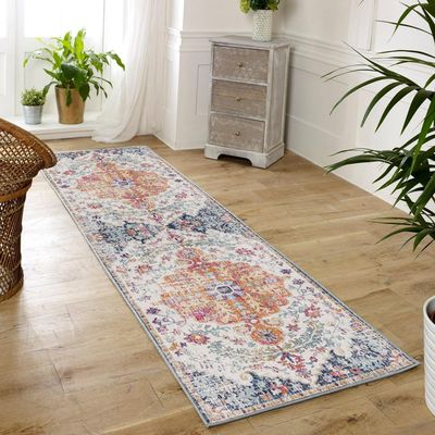KIZYRQ Runner Rugs for Hallway, 3' x 6' Washable Rug with Rubber Backing, Distressed Vintage Entryway Mat Area Carpet for Kitchen Bedroom, Easy to Care Low Pile Carpet, Thick 6mm