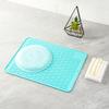 Restaurantware Silicone Drying Mat 1 Count 15.75 x 11.69 Inches Heat-Resistant Non-Slip Turquoise Kitchen Dish Mat, Waterproof Ribbed Dishwasher-Friendly for Cookware view 4