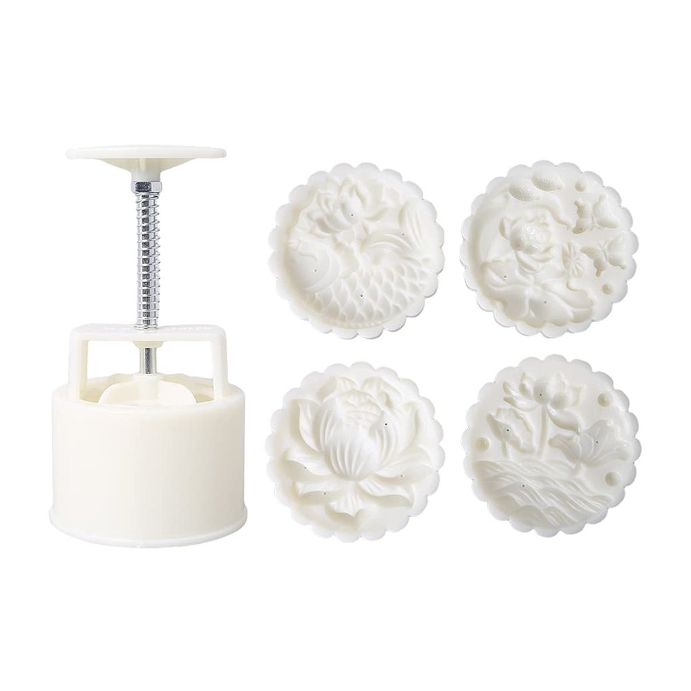 3D Mold Set 150g 200g Flower Fish Patterns Moon Cake Mold Press Safe Cookie Mold For Mid-Autumn Festival Mold Stamp 150g Press Mold 200g
