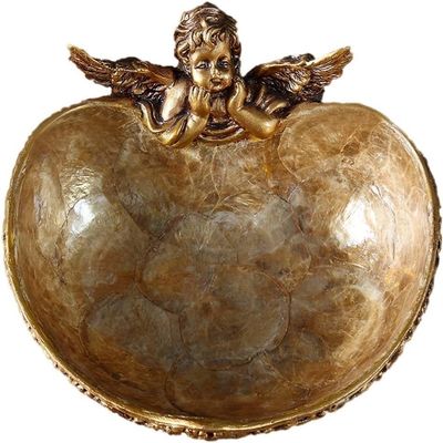 Decorative Tray Gold Key Bowl Home Decoration Jewelry Trays Key Phone Change Watches Candy Tray, Coffee Table Decor Angel Jewelry Dish Key Tray for Entryway Table