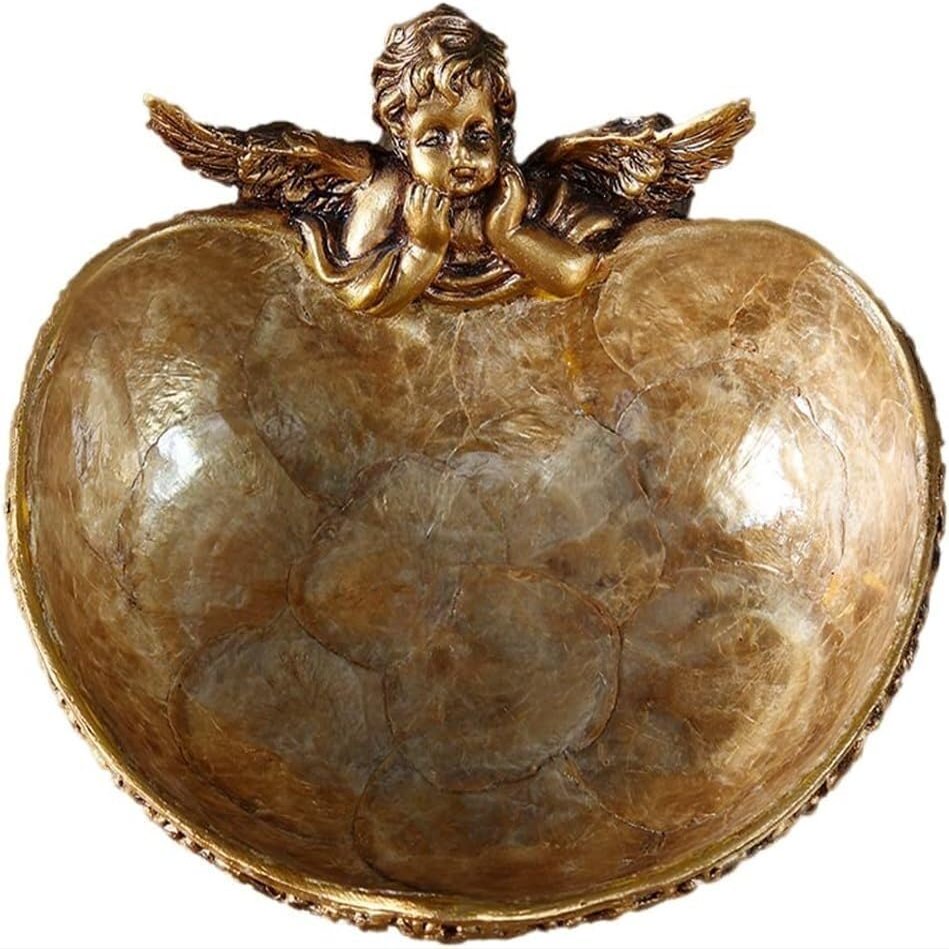 Decorative Tray Gold Key Bowl Home Decoration Jewelry Trays Key Phone Change Watches Candy Tray, Coffee Table Decor Angel Jewelry Dish Key Tray for Entryway Table