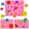 Actvty Rose Flower Silicone Mold, Leaves Candy Mold, 3 Pcs Mini Rose and Leaf Silicone Molds for Chocolate Fondant Sugarcraft Clay Candy Gummy Cupcake Toppers Cake Decorating view 1
