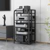 5 Tier Movable Media Storage Cabinet DVD CD Player Stand Stereo Rack Audio Video Component Media Stand with Height Adjustable Wooden Shelf for Home/Office/Theater, 50x40x100cm, Black (Color : A) view 1
