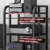 5 Tier Movable Media Storage Cabinet DVD CD Player Stand Stereo Rack Audio Video Component Media Stand with Height Adjustable Wooden Shelf for Home/Office/Theater, 50x40x100cm, Black (Color : A) view 3
