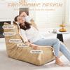 Hobestluk Giant Bean Bag Chair Lazy Floor Sofa, Memory Foam Fireside Sofa for Adults, Big Beanbag Faux Leather Armless Chair for Living Room Bedroom Dorm Office (Khaki, Single) view 4