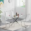 Minheola Dining Table Set for 4, Modern Kitchen Table Chairs Set of 4, Glass Dining Room Table Set with 4 White PU Leather Chairs, 5 Piece Kitchen Table Set for Small Space, Apartment, Dinette view 1