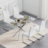 Minheola Dining Table Set for 4, Modern Kitchen Table Chairs Set of 4, Glass Dining Room Table Set with 4 White PU Leather Chairs, 5 Piece Kitchen Table Set for Small Space, Apartment, Dinette view 2