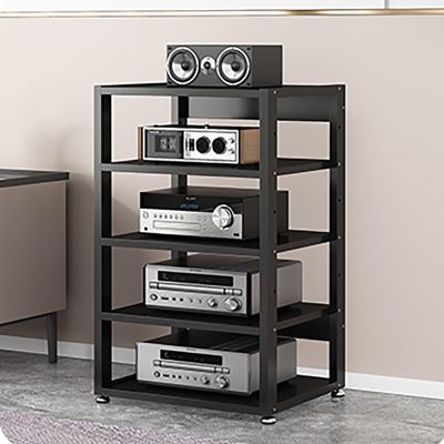 3/4/5 Tier AV Media Cabinet Stand Audio/Video Component Cabinet Stereo Rack Audio Tower with Height Adjustable Wooden Shelf, Open Storage Rack for Home/Office/Theatre ( Color : A , Size : 5-Tier )