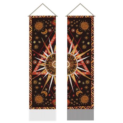 AHANDMAKER 2Pcs Celestial Sun and Moon Long Vertical Wall Hanging, Star Sun Tassel Wall Tapestry Mystic Aesthetic Tapestry for Bedroom and Living Room (45.7x13 Inch)
