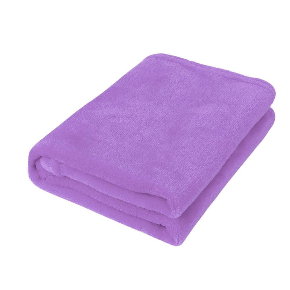 BILIKEYU 50X70CM Fashion Solid Soft Throw Kids Blanket Warm Coral Plaid Blankets Flannel Home Decor (Purple, One Size)