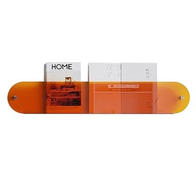 Magazine Holder Vinyl Records Holder Wall Mounted Magazine Rack Holder Acrylic, Arc Edge Clear Brochure Display Stand, Home Living Room Office Book Shelf, Literature Storage Organizer ( Color : Orange
