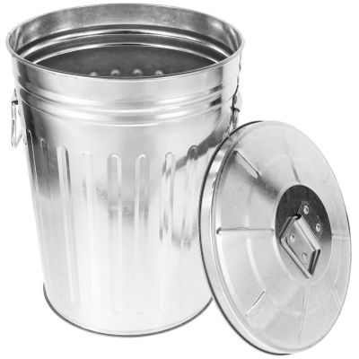 Ciieeo Round with lid Metal Wastebasket 8L Gallon Galvanized Trash Can Metal Garbage Can for Home, Office, Bathroom