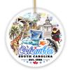 Artistic Souvenir of Columbia City Landmarks and Icons Ceramic Ornament, The Heart of South Carolina view 1