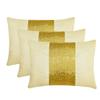 The HomeCentric Decorative Lumbar Pillow Cover Gold, Pack of 2, 12"x20" (30x50 cm) Art Silk Beaded, Hand Embroidered Pillow Cover for Sofa, Couch, Bed, Patio, Outdoor, Solid Modern - Glittering Gold view 2