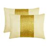 The HomeCentric Decorative Lumbar Pillow Cover Gold, Pack of 2, 12"x20" (30x50 cm) Art Silk Beaded, Hand Embroidered Pillow Cover for Sofa, Couch, Bed, Patio, Outdoor, Solid Modern - Glittering Gold view 4