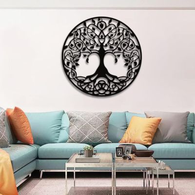 Tree of Life Wall Art, Tree of Life, Tree of Life Metal Art, Tree of Life Wall Decor, Wall Decor Over The Bed, Wall Art, Office Wall Art (30cm x 30cm (12'' x 12''), Black)