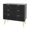 CC Home Furnishings 3-Drawer Woven Rattan Cabinet - 30.75" - Black view 1