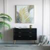 CC Home Furnishings 3-Drawer Woven Rattan Cabinet - 30.75" - Black view 2