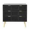 CC Home Furnishings 3-Drawer Woven Rattan Cabinet - 30.75" - Black view 4
