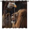 18TH CROZY Animal Blackout Curtains for Girls Boy Home Decor, Africa Lion Eagle Majestic Jungle King Grommet Thermal Insulated Drapes Darkening Window Curtain for Bedroom Living Room, 72 x 63 Inch view 1