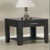 Bruno 20" Ash Gray Wooden End Table with Tempered Glass Top and Drawer view 1