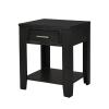 Bruno 20" Ash Gray Wooden End Table with Tempered Glass Top and Drawer view 2
