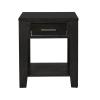 Bruno 20" Ash Gray Wooden End Table with Tempered Glass Top and Drawer view 3