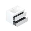 29'' Wall Mounted Single Bathroom Vanity in Gloss White with White Solid Surface Vanity Top view 1