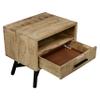 GOWE Bree 22 Inch Modern Rustic Single Drawer Nightstand, Brown Mango Wood Frame, Black Iron Angled Legs view 2