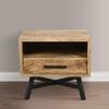 GOWE Bree 22 Inch Modern Rustic Single Drawer Nightstand, Brown Mango Wood Frame, Black Iron Angled Legs view 3