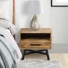 GOWE Bree 22 Inch Modern Rustic Single Drawer Nightstand, Brown Mango Wood Frame, Black Iron Angled Legs view 4