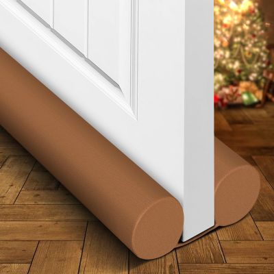 Holikme Two-Sided Door Draft Stopper Weather Stripping Window Breeze Blocker Adjustable Door Sweeps, Brown