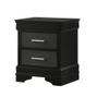 1pc Modern Glam Style Two Drawers Nightstand Black Finish Solid Wood Crystal-Like Button Tufted view 1