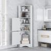 Tall Bathroom Corner Cabinet, Freestanding Storage Cabinet with Doors and Adjustable Shelves, MDF Board, White view 1