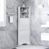 Tall Bathroom Corner Cabinet, Freestanding Storage Cabinet with Doors and Adjustable Shelves, MDF Board, White view 2