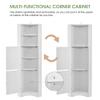 Tall Bathroom Corner Cabinet, Freestanding Storage Cabinet with Doors and Adjustable Shelves, MDF Board, White view 3