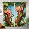 18TH CROZY Funny Monkey Blackout Curtains for Girls Boy Home Decor, Cute Nature Forest Wildlife Animals Grommet Thermal Insulated Drapes Darkening Window Curtain for Bedroom Living Room, 42 x 63 Inch view 2