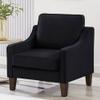 GOWE Modern Armchair, Living Room Single Seat Sofa Chair with Wooden Legs, Upholstered Velvet Accent Chair for Living Room, Bedroom,Black view 1