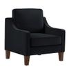 GOWE Modern Armchair, Living Room Single Seat Sofa Chair with Wooden Legs, Upholstered Velvet Accent Chair for Living Room, Bedroom,Black view 3
